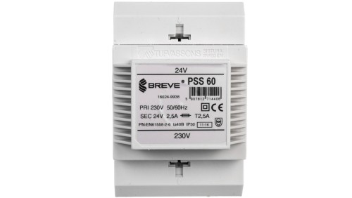 Transformator 1-fazowy modułowy bezpieczeństwa PSS 60 230/ 24V 2,5A, na szynę DIN, IP30, Ta 40, 16024-9938