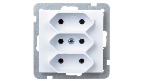 SONATA Gniazdo potrójne b/u 2,5A EURO białe GP-3R/m/00