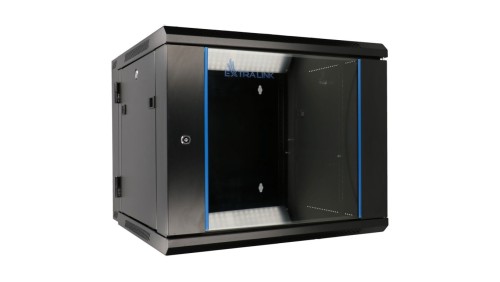 Szafa rack montowana na ścianie, dwusekcyjna Extralink 12U 600x600 AZH Czarna
