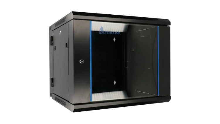 Szafa rack montowana na ścianie, dwusekcyjna Extralink 12U 600x600 AZH Czarna