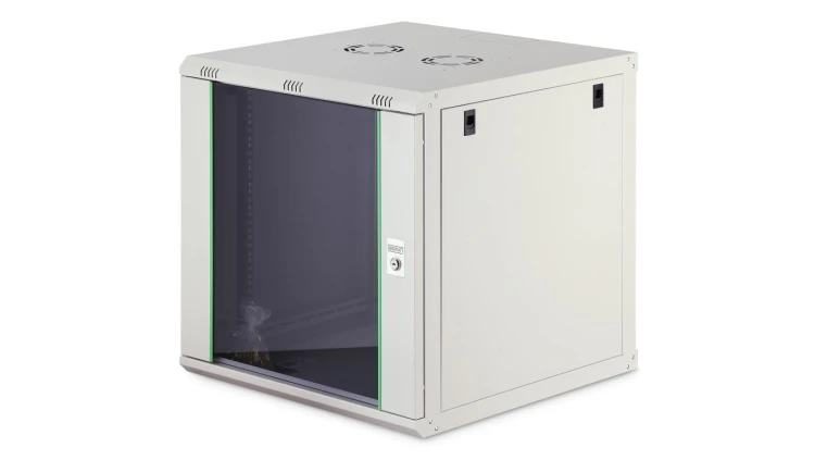 Szafa sieciowa wisząca Dynamic 19 12U rack 600x600, drzwi szyba, szary, niezłożona, 60kg DN-37110