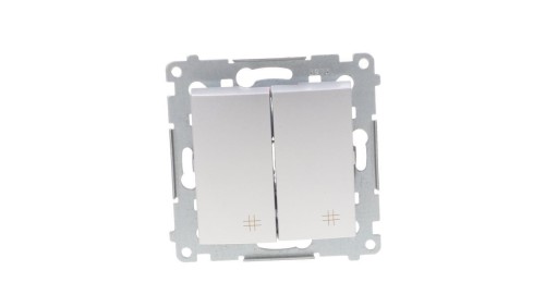 Simon 54 Łącznik krzyżowy podwójny 10A 230V IP20, szybkozłącza, srebrny mat DW7/2.01/43