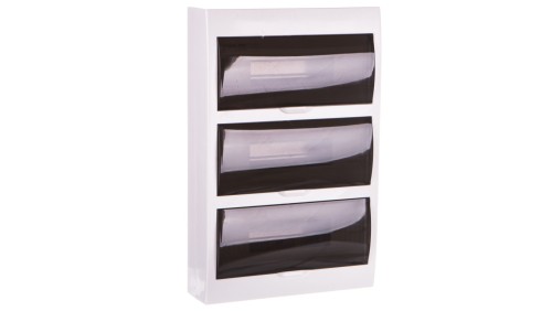 Rozdzielnica modułowa tworzywo 3x12 natynkowa IP40 IK06 N+PE II klasa drzwi transparentne szare DB312S 3X12P/SMD biały 3836