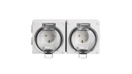 OYSTER IP66 2xgniazdo wtyczkowe w obudowie hermetycznej 16A/250V szary 6185-42