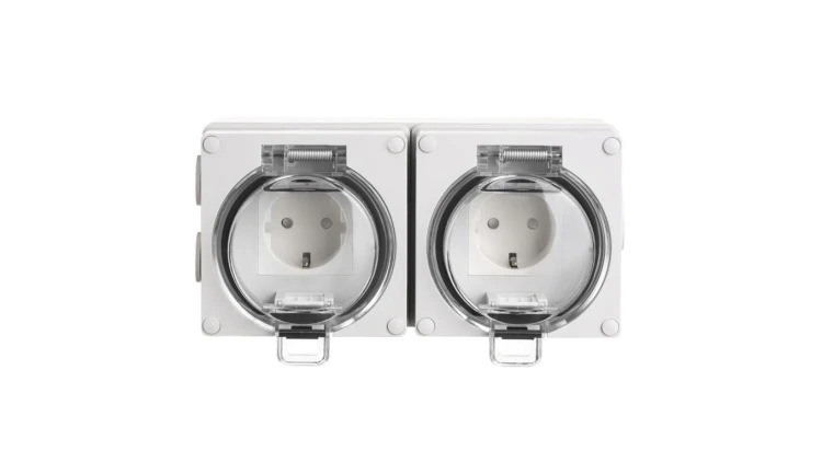OYSTER IP66 2xgniazdo wtyczkowe w obudowie hermetycznej 16A/250V szary 6185-42