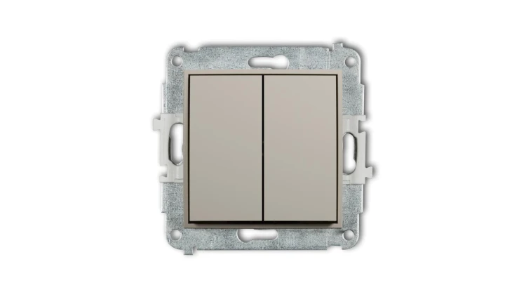 MINI Mechanizm łącznika zwiernego, świecznikowego (dwa klawisze bez piktogramów, wspólne zasilanie) taupe 60MWP-44.1