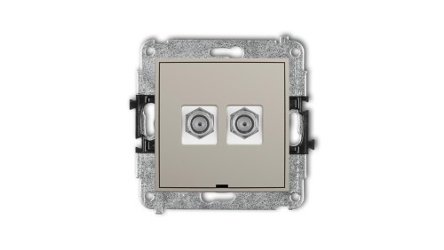 MINI Mechanizm gniazda antenowego podwójnego typu F (SAT) niklowany, bez pola opisowego taupe 60MGFBO-2
