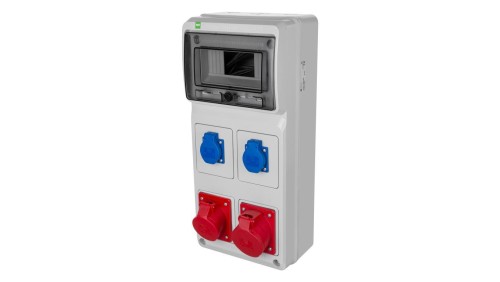 Rozdzielnica budowlana RS-8 modułów 2x2P+Z, 2x32A/5P, IP44 bez zabezpieczeń 6242-00