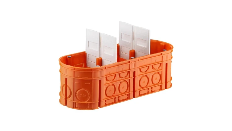 Puszka podtynkowa trójpolowa 3x60mm głęboka bezhalogenowa pomarańczowa Multiwall M3x60F 33167008