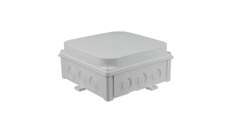 Puszka naścienna hermetyczna pusta 188x188x88mm IP67 samogasnąca bezhalogenowa odporna na UV szara N180x180S 35300202