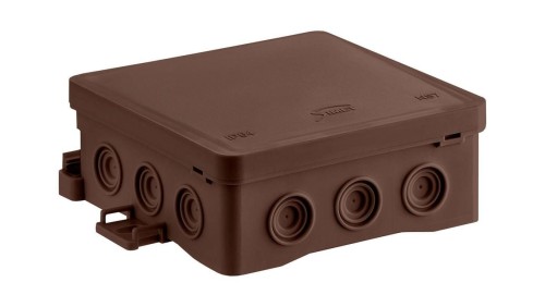 Puszka naścienna 100x40x100mm IP54 z dławnicami samozatrzaskowa bezhalogenowa odporna na UV brązowa FastboxiHook NS7 35349115