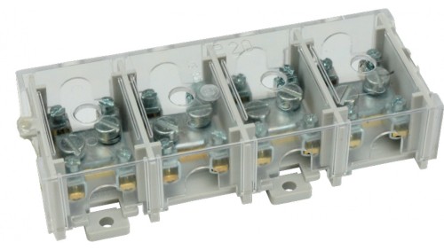 Odgałęźnik instalacyjny 4-torowy (1x25mm²/4x6mm²) LZ4*25/6P mocowanie do podłoża i TS 35, z pokrywą, szary 84171002
