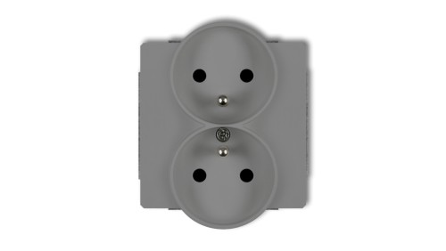 DECO Gniazdo podwójne do ramki z/u szary mat 27DGPR-2zp