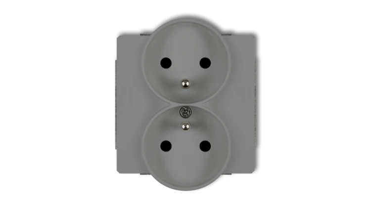 DECO Gniazdo podwójne do ramki z/u szary mat 27DGPR-2zp