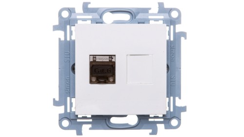 Simon 10 Gniazdo komputerowe pojedyncze RJ45 kat.6 ekranowane biały C61E.01/11