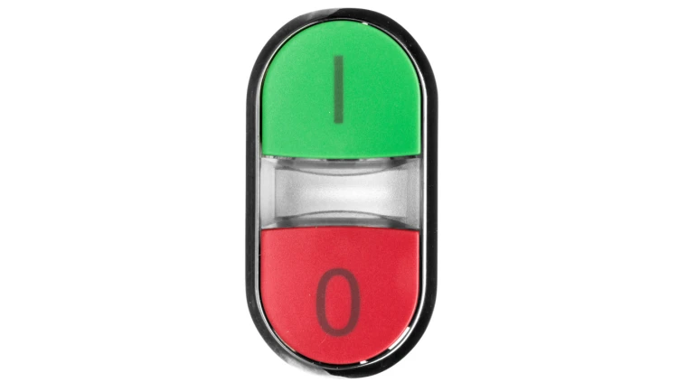 Przycisk podwójny podświetlany 22mm metal zielony /I/ czerwony /O/ przyciski płaskie SIRIUS ACT 3SU1051-3AB42-0AK0