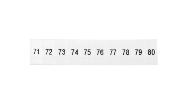 Oznacznik do złącz szynowych, opisówka ZB 5 numerowana od 71-80 kolor biały /10szt./