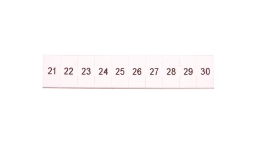 Oznacznik do złącz szynowych, opisówka ZB 5 numerowana od 21-30 kolor biały /10szt./