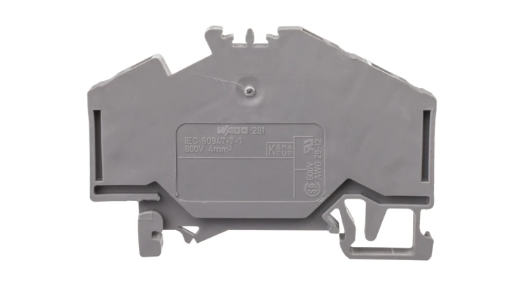 Złączka szynowa 3-przewodowa 4mm2 szara 281-631 /100szt./