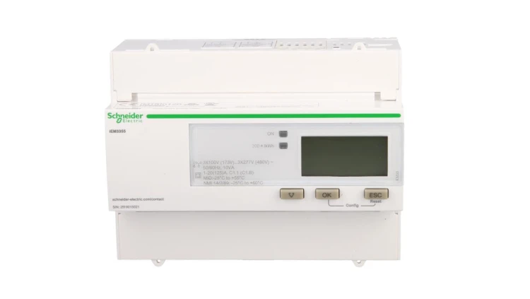 Licznik energii elektrycznej 1/3-fazowy 125A 100-277/173-480V kl.1/B Modbus MID taryfowy cyfrowy modułowy A9MEM3355