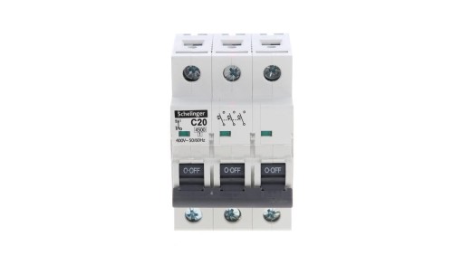 Wyłącznik nadprądowy 3P C 20A 6kA AC SCHELINGER A02-G7-3P-C20
