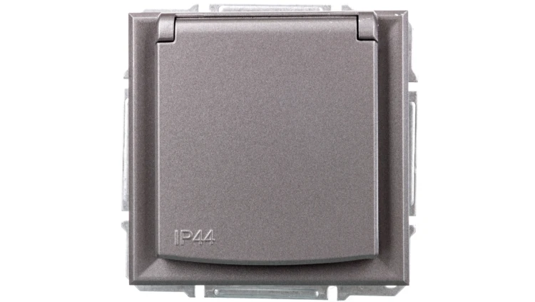 ASFORA Gniazdo 2P+PE IP44 do systemu ramkowego stal EPH2800662