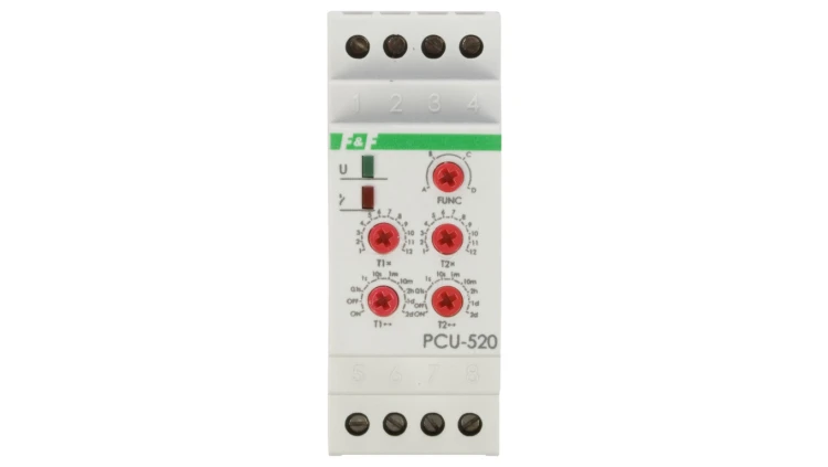 Przekaźnik czasowy 2P 8A 0,1sek-576h 230V AC wielofunkcyjny PCU-520