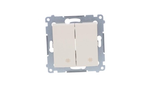 Simon 54 Łącznik krzyżowy podwójny 10AX 250V, szybkozłącza, krem DW7/2.01/41