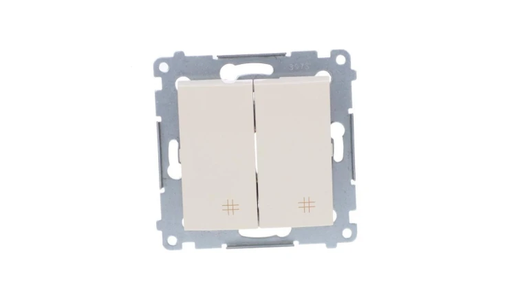 Simon 54 Łącznik krzyżowy podwójny 10AX 250V, szybkozłącza, krem DW7/2.01/41