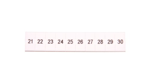 Oznacznik do złącz szynowych, opisówka ZB 5 numerowana od 21-30 kolor biały /10szt./