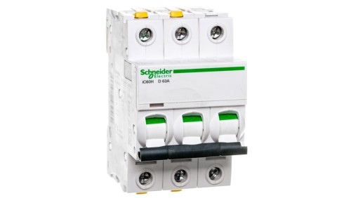 Wyłącznik nadprądowy 3P D 63A 10kA AC iC60H-D63-3 Acti9 A9F08363