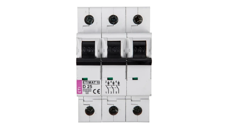 Wyłącznik nadprądowy 3P D 25A 10kA AC ETIMAT10 002155718
