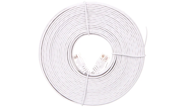 Kabel krosowy płaski patchcord U/UTP kat.5e biały 10m 93363