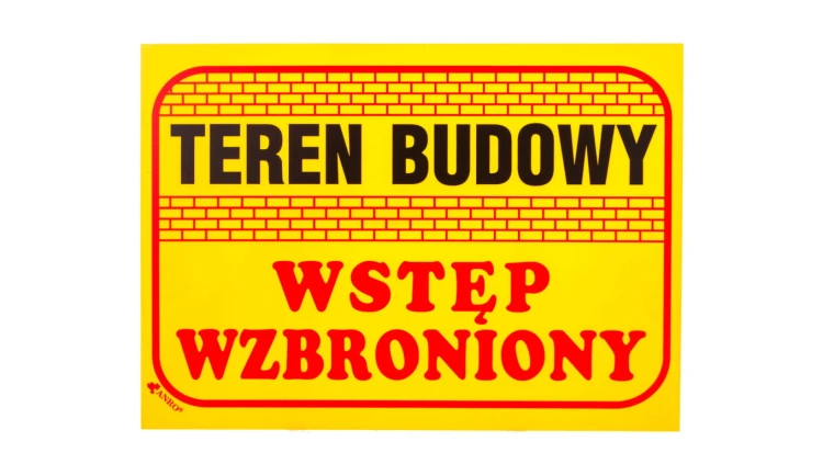 Tabliczka ostrzegawcza PCV /Teren budowy wstęp wzbroniony 350x250/ B16/L/P