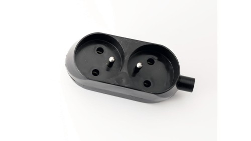Gniazdo przenośne dwukrotne 16A 2P+Z 250V czarne GN-270
