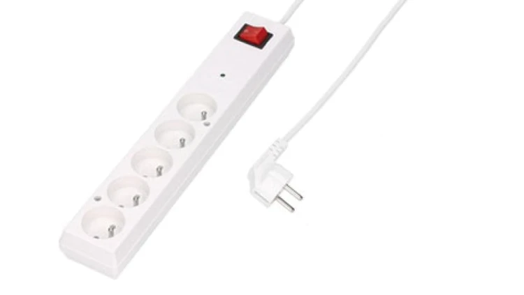 Listwa przeciwprzepięciowa PS-5PF z filtrem 5-gniazd z/u 10A 3m /OMY 3x1/ biała