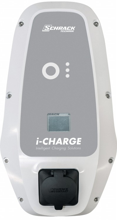 Publiczna stacja ładowania i‑CHARGE CION 22 kW z gniazdem Typ 2. Obsługa protokołu OCPP i łączność Ethernet umożliwiają integrację z systemami zarządzania ładowaniem.