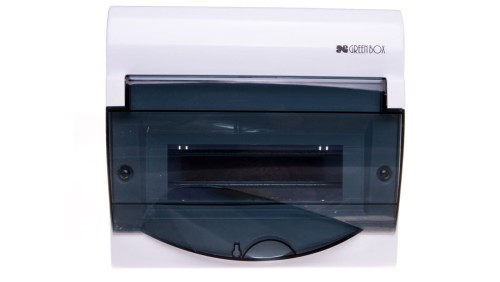 Rozdzielnica modułowa 1x8+2 n/t GREEN BOX RN 1/8+2 drzwi transparentne dymne N+PE IP40 2352-01