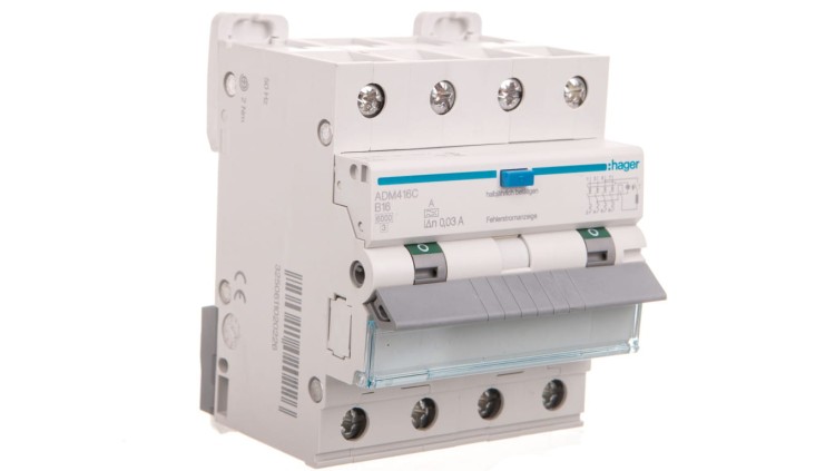 Wyłącznik różnicowo-nadprądowy RCBO 4P B16A 0,03A Typ A 6kA RCBO ADM416C