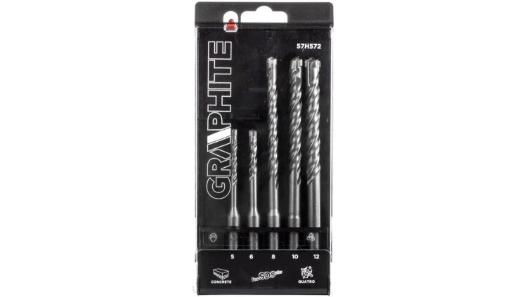 Zestaw wierteł do betonu SDS+ quatro 5, 6 x 110 mm + 8, 10, 12 x 160mm /zestaw 5szt./ 57H572