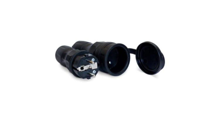 Zestaw EXTREM wtyczka + gniazdo 16A 2P+Z 250V IP54 czarny ZWG-54