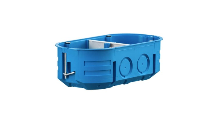 Puszka podwójna 60mm regips niebieska P2x60K samogasnąca bezhalogenowa 32322203