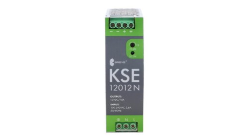 Zasilacz impulsowy KSE 12012M 230/ 12VDC 10A 120W na szynę DIN, Uzas: 96-264VACVAC, Ta70, 18912-9988