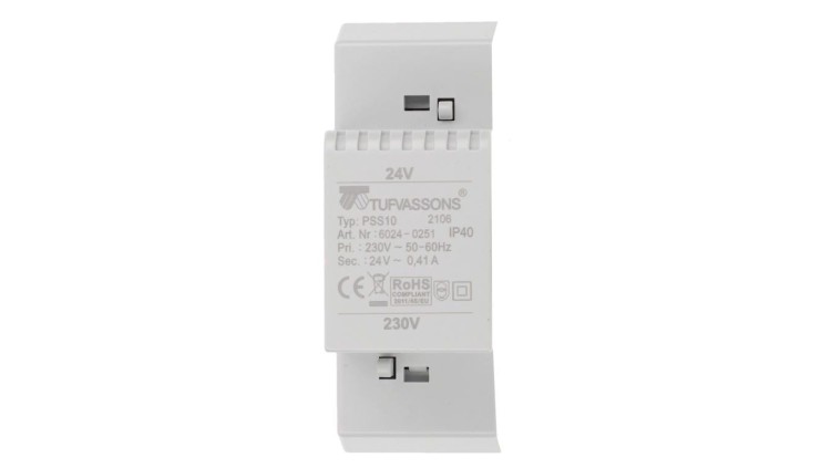 Transformator 1-fazowy modułowy bezpieczeństwa PSS 10T 230/ 24V 0,42A, na szynę DIN, IP40, Ta 40, 16024-0251