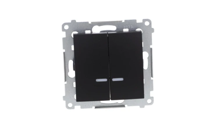 Simon 54 Łącznik świecznikowy z podśw LED i do wersji IP44 (moduł) 10AX 250V szybkozłącza, czarny mat z wkładkę DU1W DW5BL.01/49