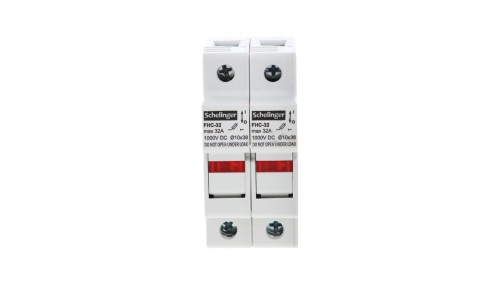 podstawa bezpiecznikowa 2-polowa do wkładek 10x38 1000V DC MAX. 32A Z KONTROLKĄ