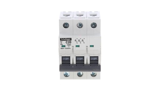 Wyłącznik nadprądowy 3P C 20A 6kA AC SCHELINGER A02-G7-3P-C20