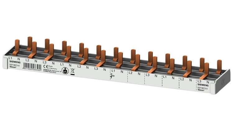 Szyna łączeniowa 3P+N 10mm2 sztyftowa 12 modułowa dla Wyłączników 1P+N wąskich (5SV1 5SV6 5SL60) pełna izolacja 5ST3673-0