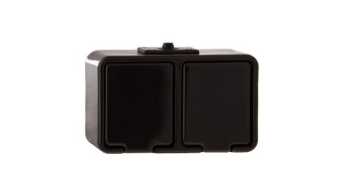 Cedar Gniazdo hermetyczne podwójne z/u 16A IP44 czarne Nt-230H NT230H05