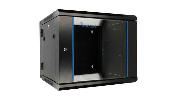 Szafa rack montowana na ścianie, dwusekcyjna Extralink 9U 600x600 AZH Czarna